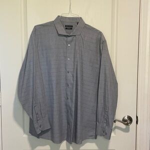 Men's Kenneth Cole 18 34/35 Gray Check Button-Up Shirt